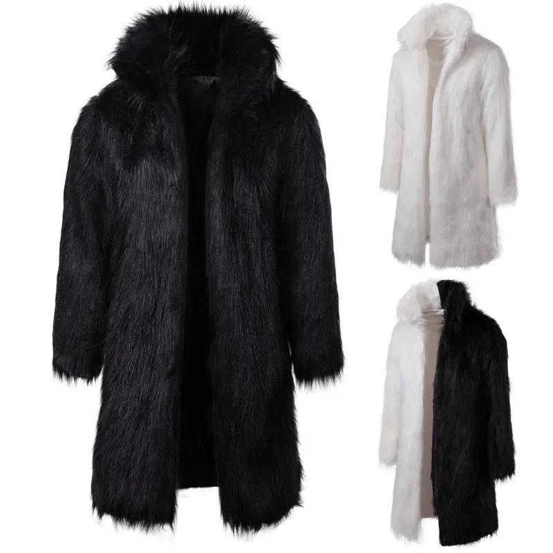 Men's Fashion Trend Personalized Imitation Fur Long Fur Coats
