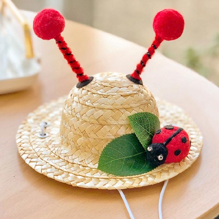 Fashion Pet Woven Straw Hat Cats Beach Parties Straw Hat Dogs Costume Hat for Small Dog Puppy Cats Accessories
