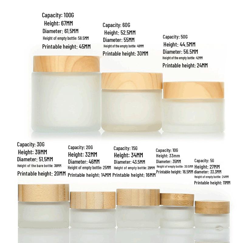Frosted Glass Cream Jar Set: 30g, 50g, 100g - Eye Cream & Mask Containers