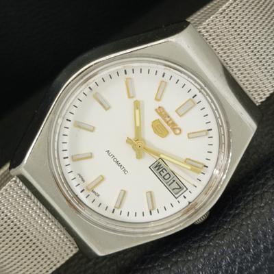 АВТОМАТИЧЕСКИЕ ВИНТАЖНЫЕ ЧАСЫ SEIKO 5 ЯПОНИЯ МУЖСКИЕ С БЕЛЫМ ЦИФЕРБЛАТОМ a701254-5
