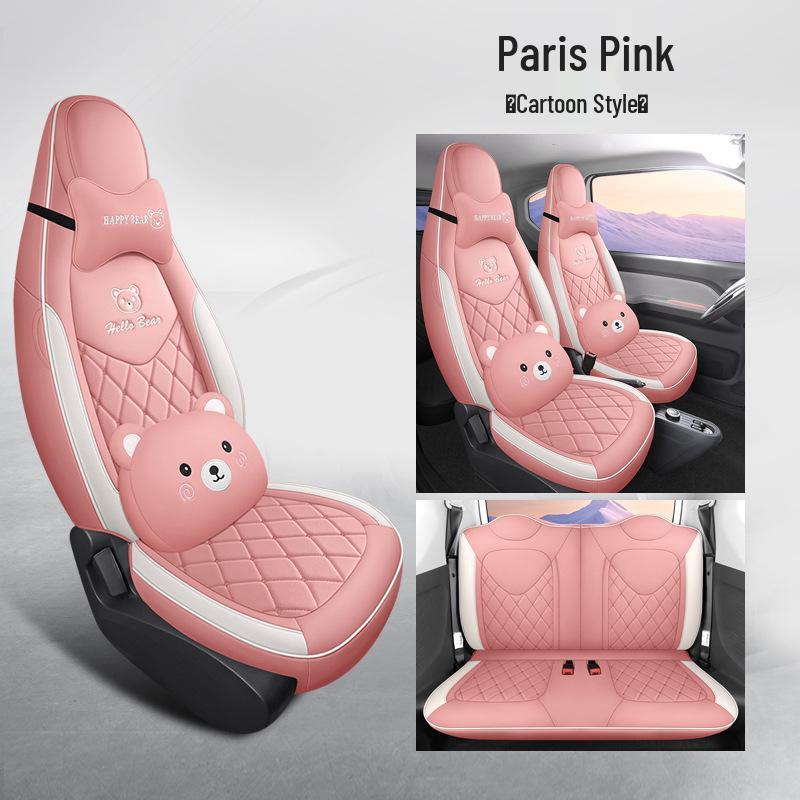 Wuling Mini Full Leather Cartoon Car Seat Cushion - Universal Fit, Four Seasons.