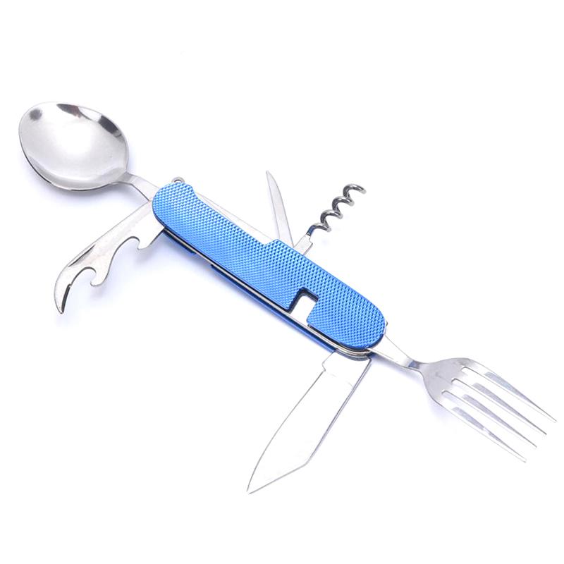 6 в 1 кемпинг пикник складная ложка вилка посуда открытый инструмент для выживания