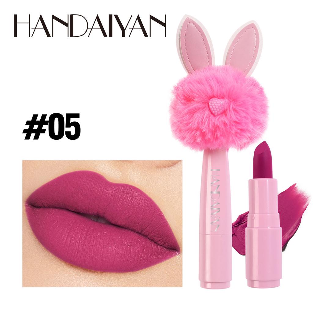 Handaiyan 5 Color Mini Rabbit Plush Dumplings, Dill Matte Lipstick Red