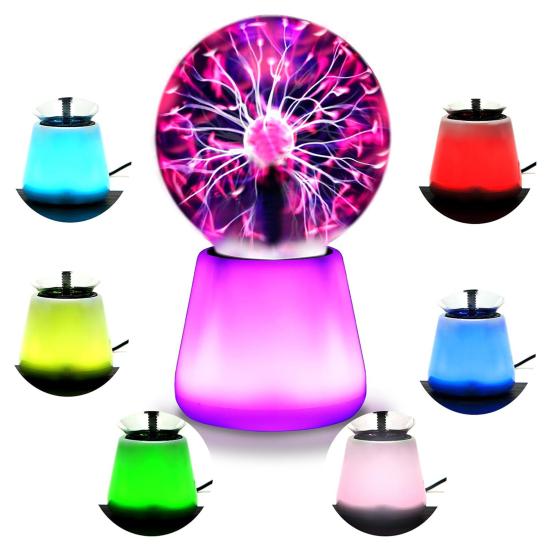 Ball Lightning Lamp with Touch Sensor Magic Ion Sphere Mood Light with Color-Changing Base Interactive Science Decor And Novelty Gift for Desk Room