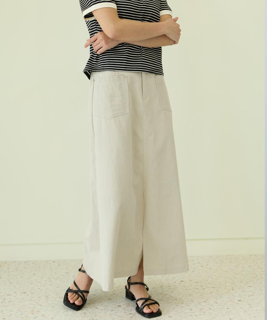 PAIGEFLYNN Front Slit Long Skirt_S6Ask005C
