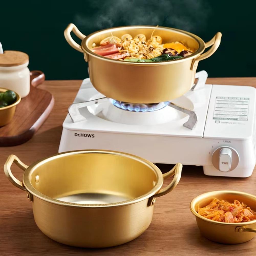 Gold Soup Hot Pot Aluminum Noodle Cooking Pot Korean Style Ramen Noodle Pot Kitchen Cookware