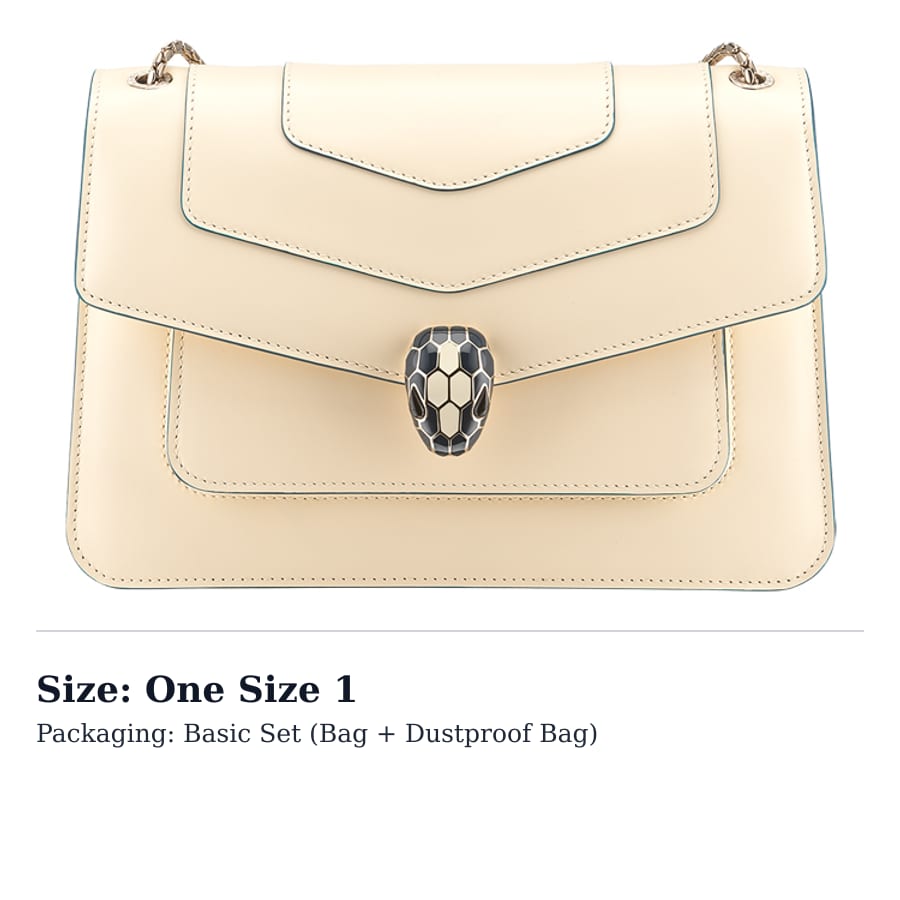 BVLGARI Serpenti Forever Calfskin Shoulder Bag, Crossbody Bag Medium Women's Beige 290931