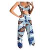 Women Casual Butterfly Printed Sleeveless Camis Tops+Long Pants 2 Piece Set