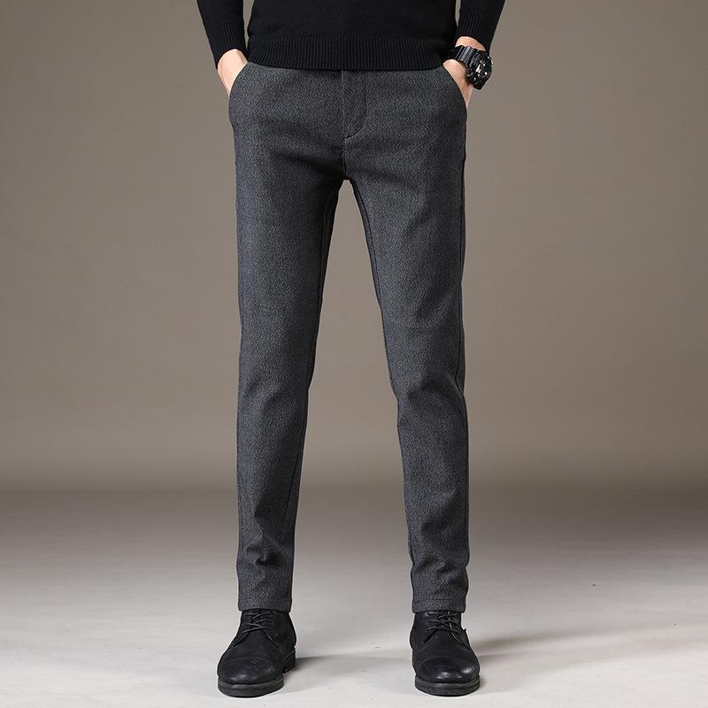 Мужские повседневные брюки осень и зима новая мода корейская версия брюки универсальные облегающие прямые брюки мужские