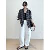 Nan Yu 100% Cotton Plaid Loose Long Sleeve Sun Protection Shirt for Women - Early Autumn 2025 Collection