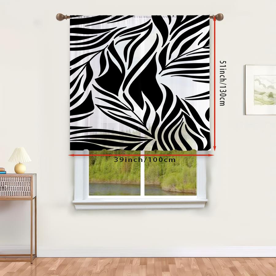 1 шт. Прозрачная штора Черно-белая с тропическим листом, абстрактный принт, штора на кулиске для гостиной, современный декор