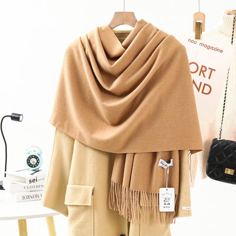 Women'S Thick Warm Solid Color Scarf Autumn And Winter New Style Cashmere Scarf Versatile Wool Scarf
