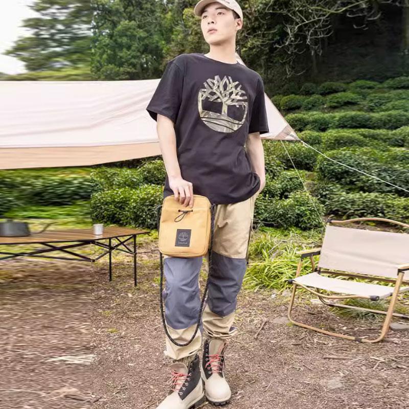 Timberland Весна-лето Дышащая повседневная футболка с круглым вырезом и коротким рукавом с заниженной линией плеча для мужчин A6RHW-001