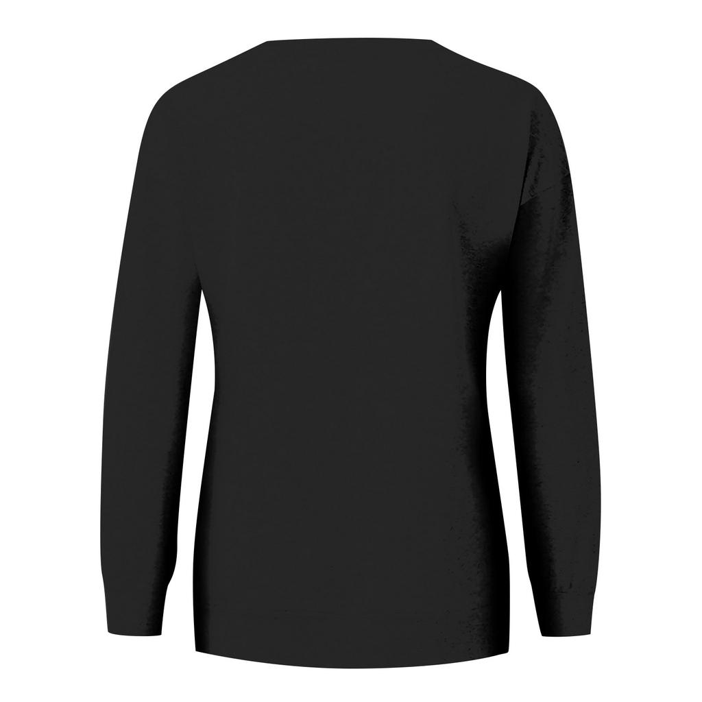 Женские топы с круглым вырезом, хлопковый женский повседневный модный пуловер с длинным рукавом и круглым вырезом