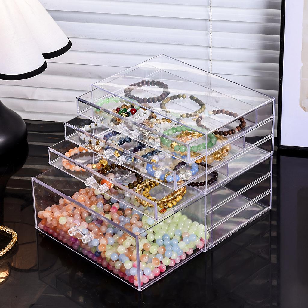1pc desktop transparent stackable acrylic bead storage box drawer style bead bralet hair acssory storage organizer