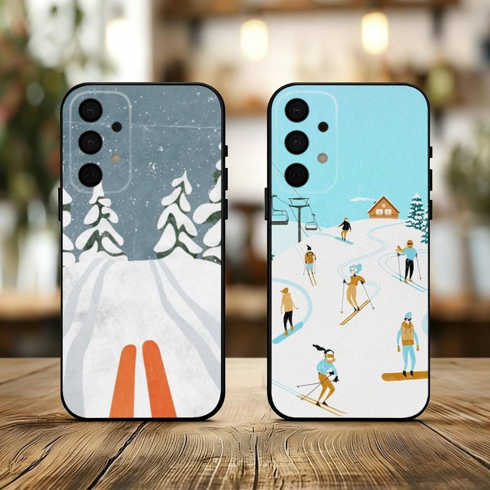 S-Skiing S-Snow Snowboard Ski art Phone Case For Samsung Galaxy A73,A72,A71,A70,A53,A52,A51,Soft Silicone Black Cover