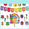 Яркий набор флажков-гирлянд на тему Numberblocks для веселого оформления вечеринки и принадлежностей