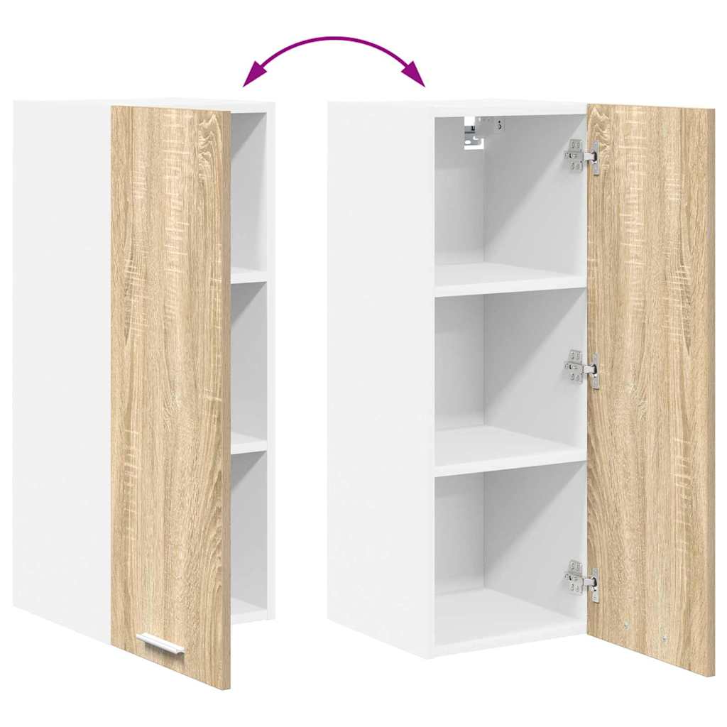 Wall Cabinet Sonoma Oak and White 30 x 31 x 80 cm