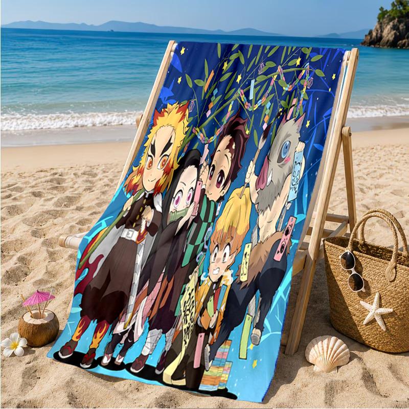 Anime Slayer Characters Beach Towel Microfiber Beach Towel, Lightweight and Quick-Dry, for Summer Travel, Swimming Pool Fan Birthday Gift