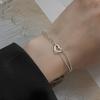 925 Sterling Silver Double Love Heart Hollow Round Beads Bracelet Female Fashion Romantic Jewelry Classic
