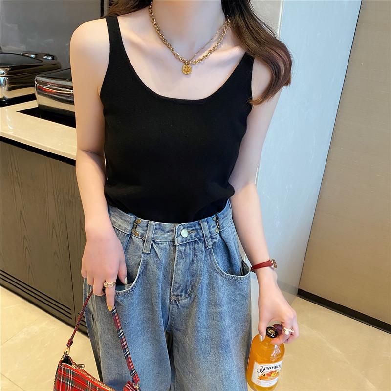 Вязаный жилет женский костюм с базовой рубашкой лето новый белый дизайн халтер топ spice girl