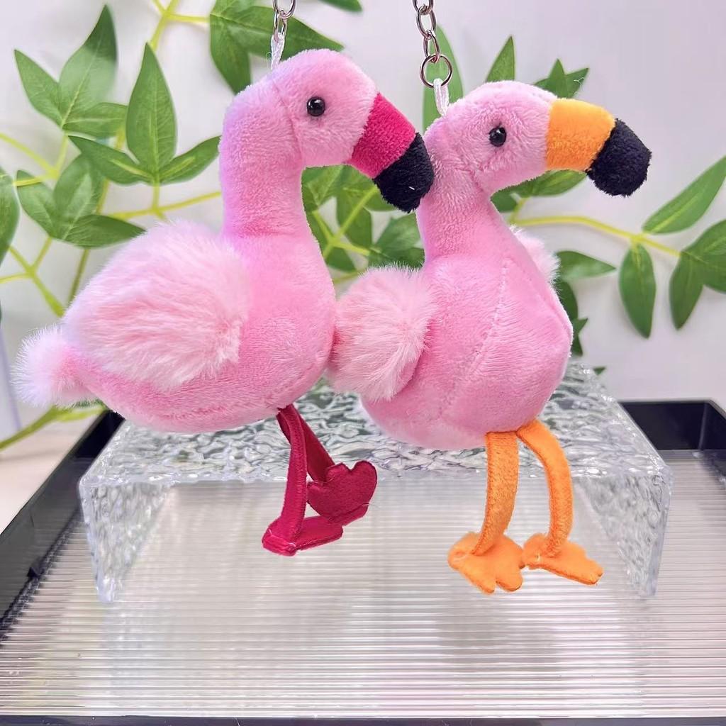 Lively Flamingo Plush Toy Hanging Keychain In Red Yellow And Orange Shades