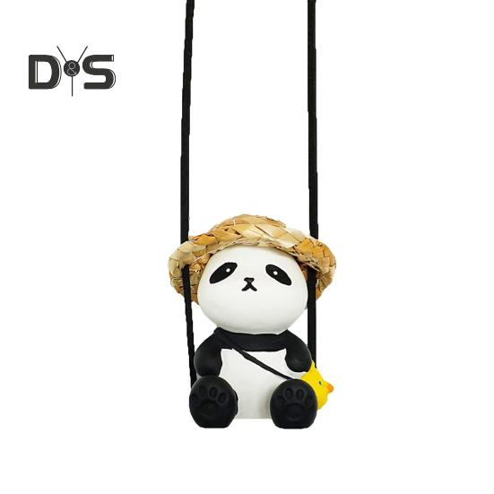 Toy Car Interior Panda Pendant Realistic Funny Car Interior Rearview Mirror Hanging Pendant
