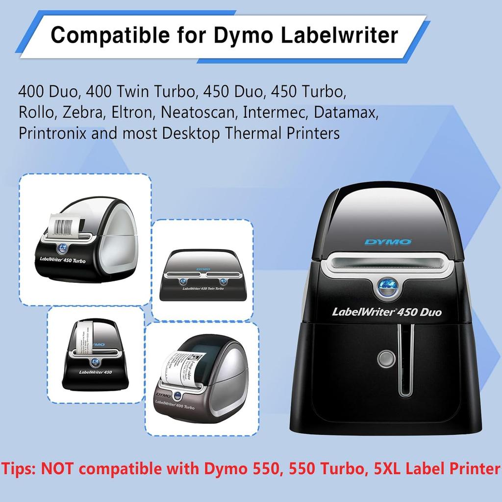 GREENCYCLE 5 Roll File Folder Labels Compatible for Dymo 30327 9/16" x 3-7/16" LW 1-Up White Paper Labels for LabelWriter 450 Duo, 4XL, 400 Printers,