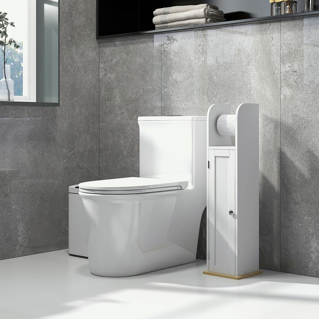Bathroom Cabinet with Toilet Paper Holder and 3 Compartment Cabinet 20x20x80 cm White
