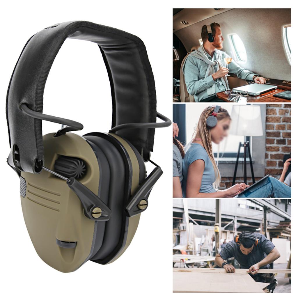 Foldable AntiNoise Earmuffs Soundproof Ear Defenders Protection for Working Hunting(Military Green )