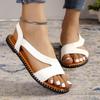 Spring and Summer New Large Size Beach Women's Shoes Flat Bottom One Word Outside Wear Open Toe Breathable Sandals Women