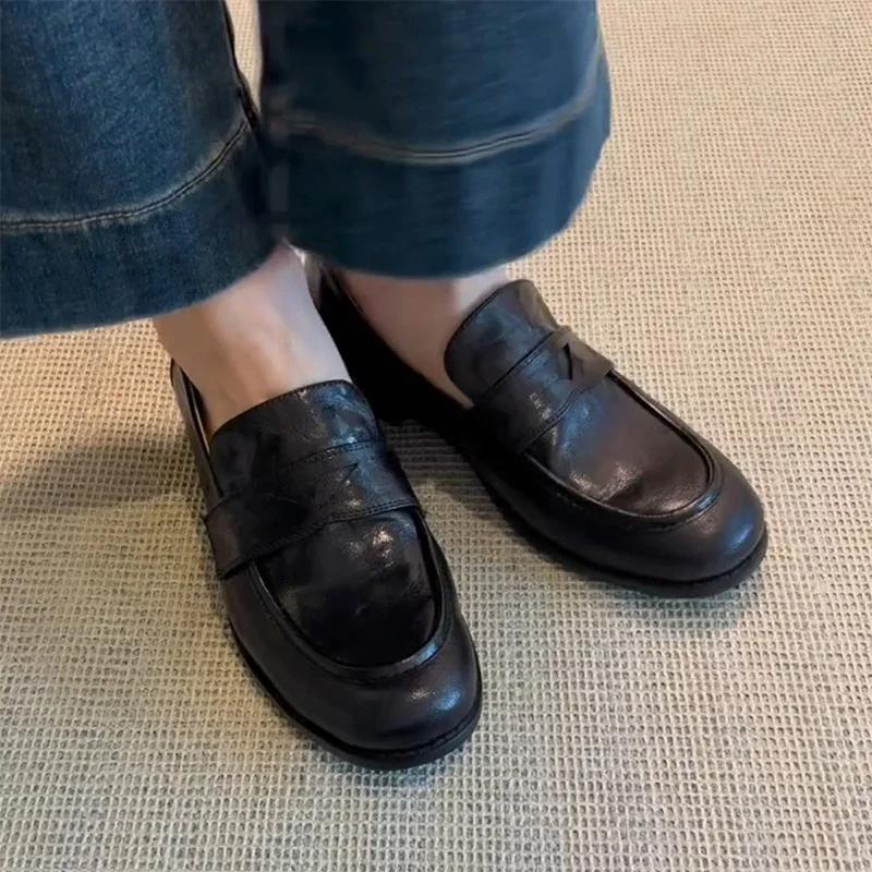 Женские кожаные мокасины, туфли на плоской подошве, повседневные кроссовки, женские, тренд 2024 года, новые туфли для ходьбы, модные, осенние, уютные, Mujer De Zapatos