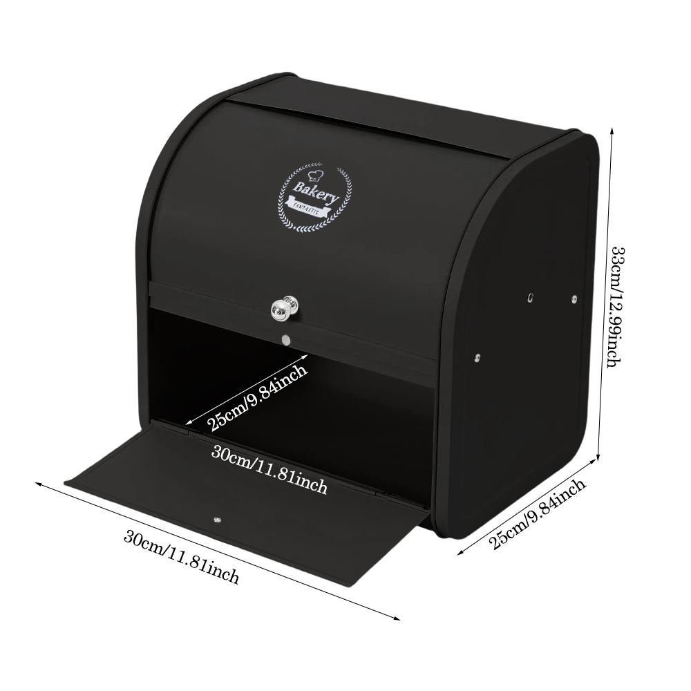 Double Bread Bins for Kitchen, Large Bread Bin with Roll Top Lid, Metal Bread Container, Bread Box, Perfect for Birthday and Holiday Gift, Black