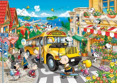 Эпоха 2000 Очень маленький пазл PEANUTS Счастливый школьный автобус и Билет для подсчета очков (38х53см) 54-220s Клей, Шпатель,