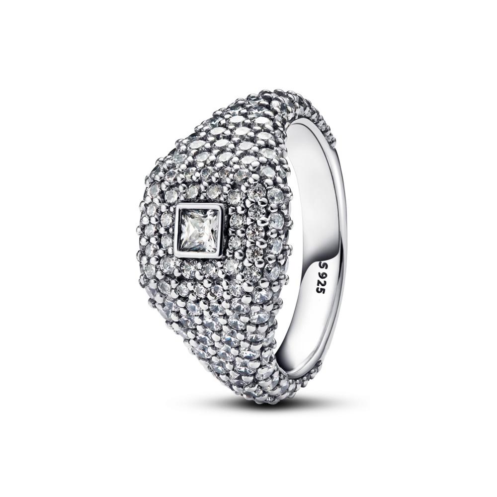 Hot Sale 925 Silver Trinkets Rings Zircon Quadrate Double Heart for Women Original Silver 925 Valentine's Day Ring Jewelry Gift