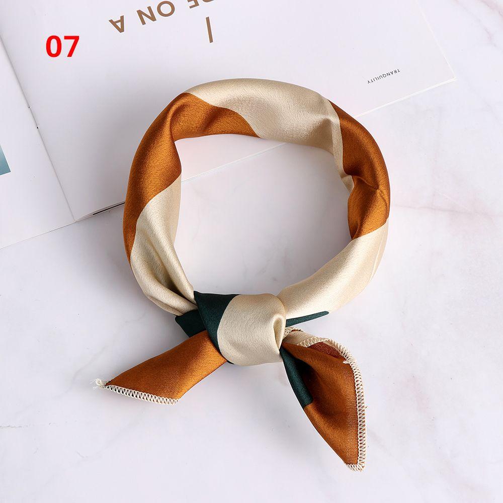 Vintage Wrist Wrap Head-Neck Tie Hair Band Silk Feel Satin Bandana Women Square Scarf Handkerchief