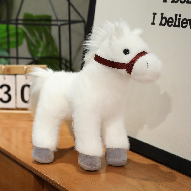 Cute Simulation Little White Horse Doll Plush Toy Black Foal Doll Children'S Company Soothing Doll