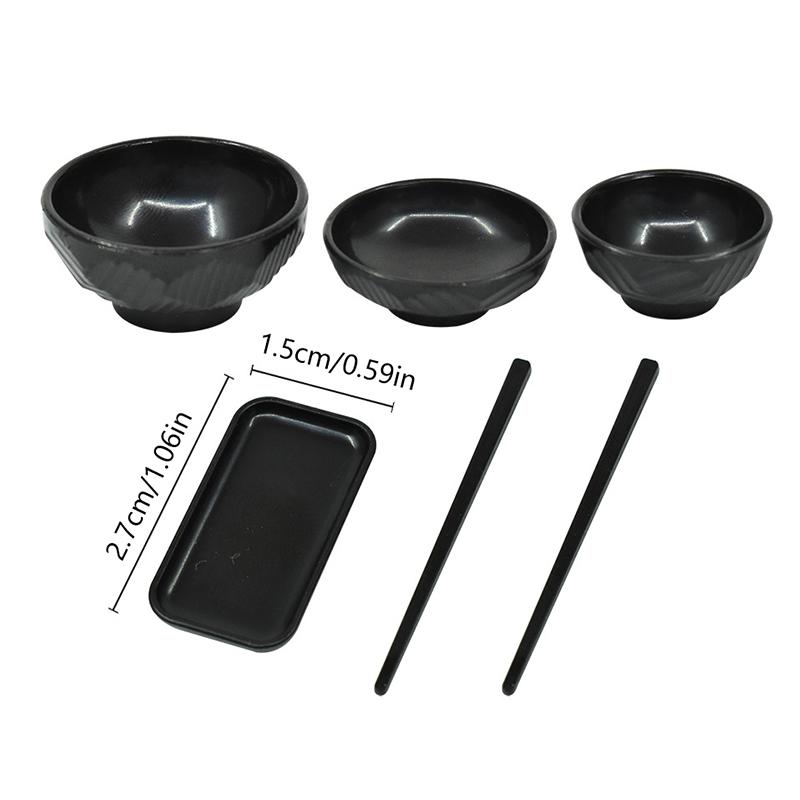 1Set 1:6 Miniature Dinner Plate Bowl Chopsticks Tray Tableware Kitchen Model Decor Toy Doll House Accessories