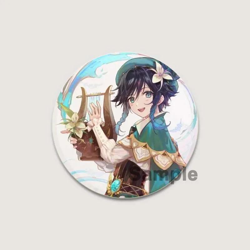 32/44/58 мм мультяшная фигурка Venti Jean HD принт брошь аниме значок Genshin Impact круглая витрина броши значки на лацкан ювелирные изделия подарочный аксессуар