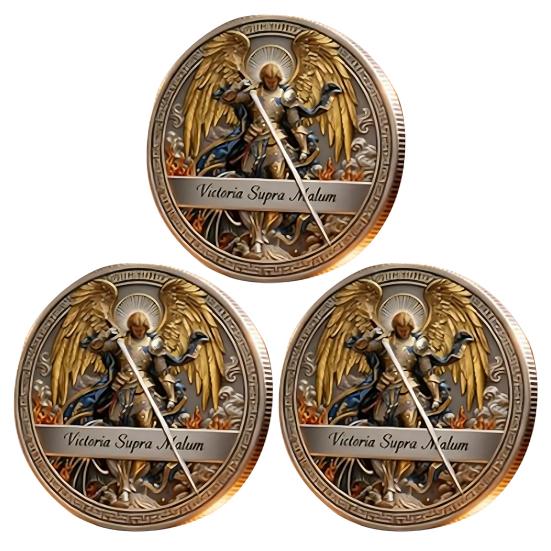 1/2/3 шт. Двусторонняя коллекционная монета Архангела Металлическая резьба St. Сувенирная монета Святого Михаила Жетоны испытаний христианской веры Декорация Религиозный подарок