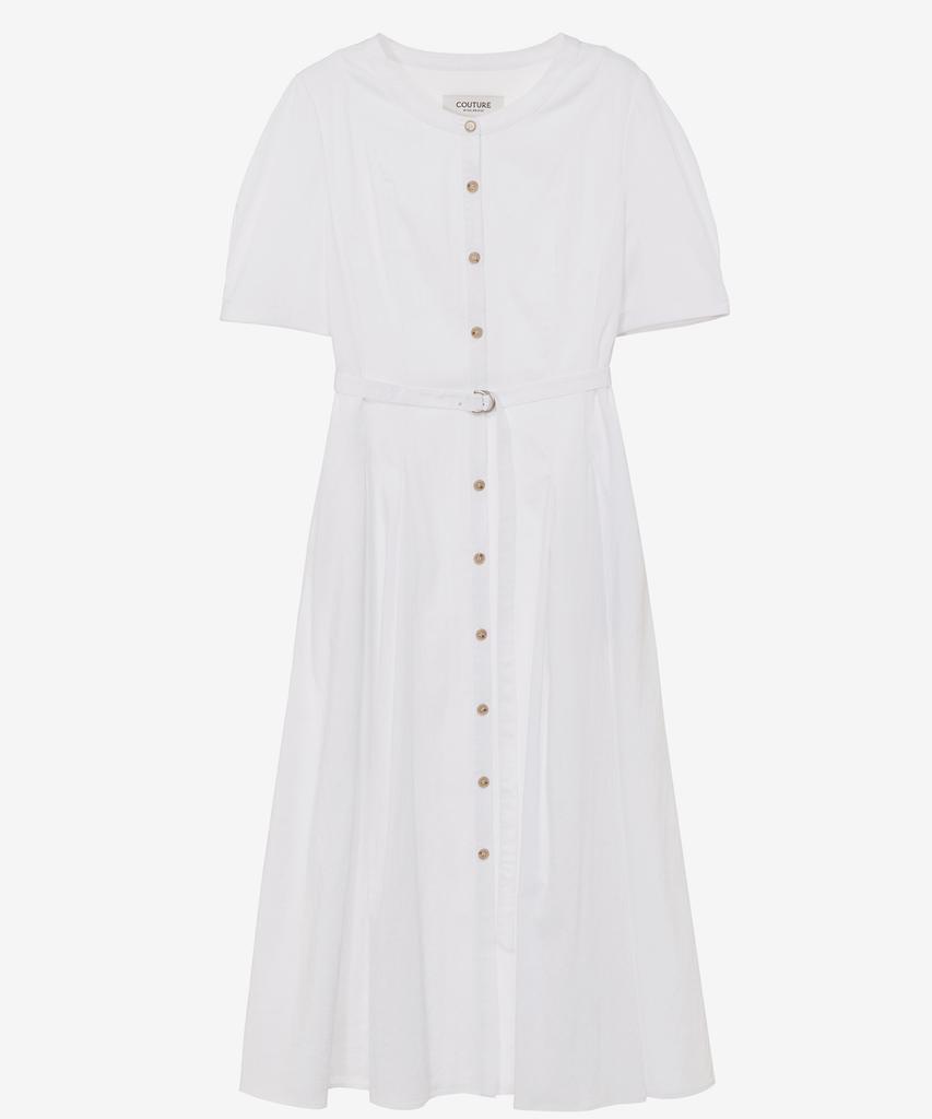 Mind Bridge Woman [W][Couture] Round Neck Belted Open Dress - 2 Colors