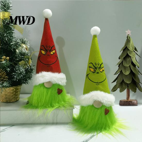Festive Party Hanging Ornaments Christmas Tree Green Haired Plush Ornament, Stuffed Animal Doll Dwarf Living Room Ornament Figurine, Supplies