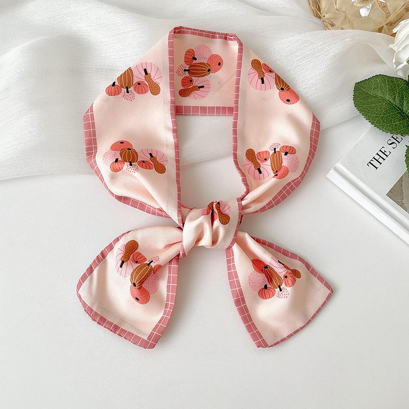 Long Silk Scarf, High-end New Versatile Hair Tie Streamer, Atmosphere Ribbon, Spring and Summer Decorative Scarf, Tied Bag Streamer