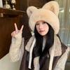 Утолщенная вязаная шапка с кошачьими ушками, морозостойкие меховые шапки, модные шапки из искусственного меха, женские аксессуары