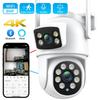 New EU 4K 8MP PTZ WIFI Camera Dual Lens Dual Screen 4X Digital Zoom IP Camera 4MP HD Auto Tracking Outdoor CCTV Surveillance ICSee App