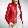 Real Lambskin Leather Stylish RED Handmade Women's Jacket New Motorcycle Biker