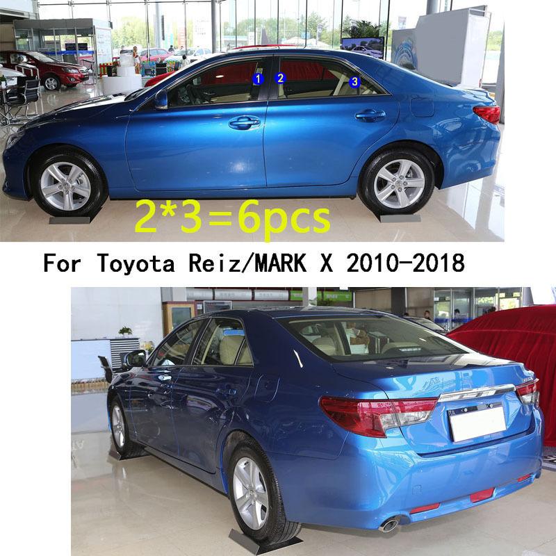 Car TPU/Glossy Mirror Pillar Post Cover For Toyota Reiz MARK X 2010 2011 2012 2013 2014-2018 Door Trim Window Stickers 6pcs
