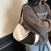 Contrasting color large-capacity fashion casual bag 2025 autumn new fashion Korean shoulder messenger bag pillow bag Korean version