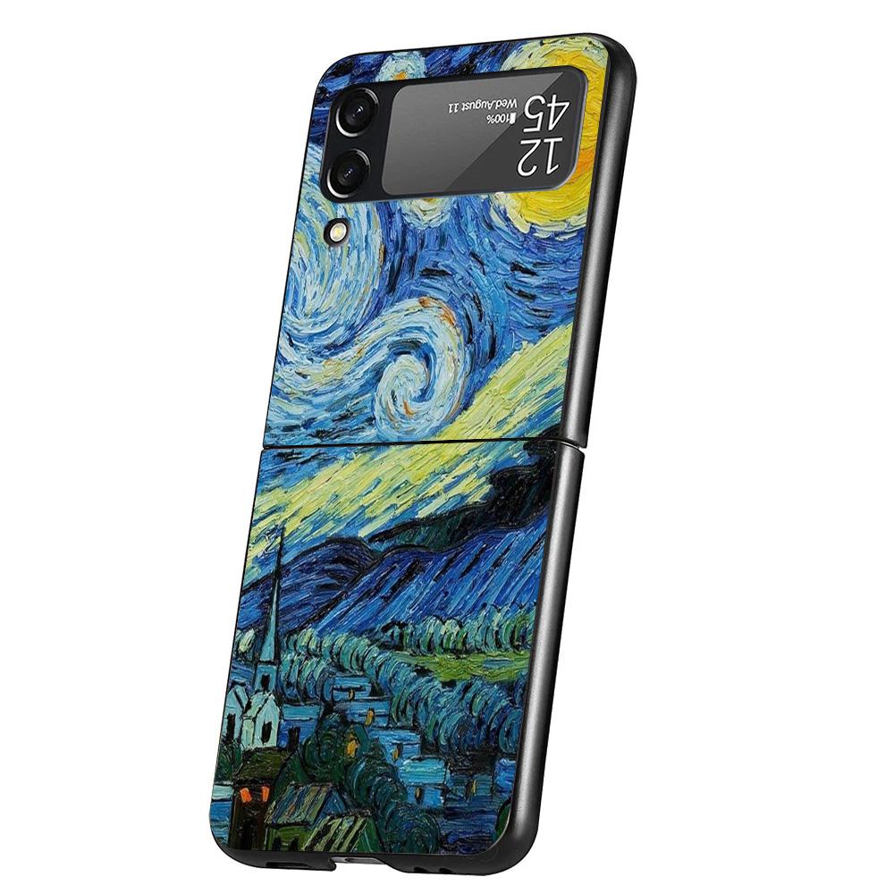 Van Gogh Oil Art Painting Cover Phone Case For Samsung Galaxy Z Flip 7 6 5 4 3 5G Flip7 Flip6 Flip5 Flip4 Flip3 Black Fundas She