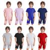 Kids Special Needs Clothing Round Neck Short Sleeve Jumpsuit Invisible Back Zipper Solid Color Adaptive Wear Comfort Outfit
